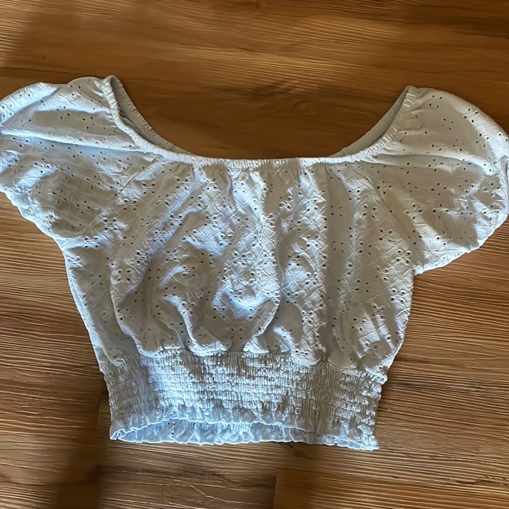 Off shoulder baby blue crop top